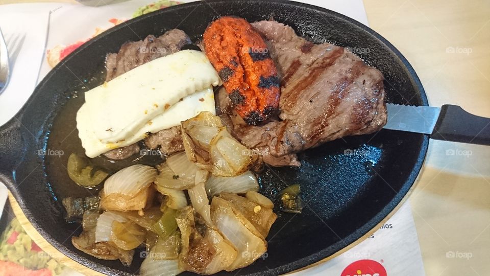 arrachera con chorizo