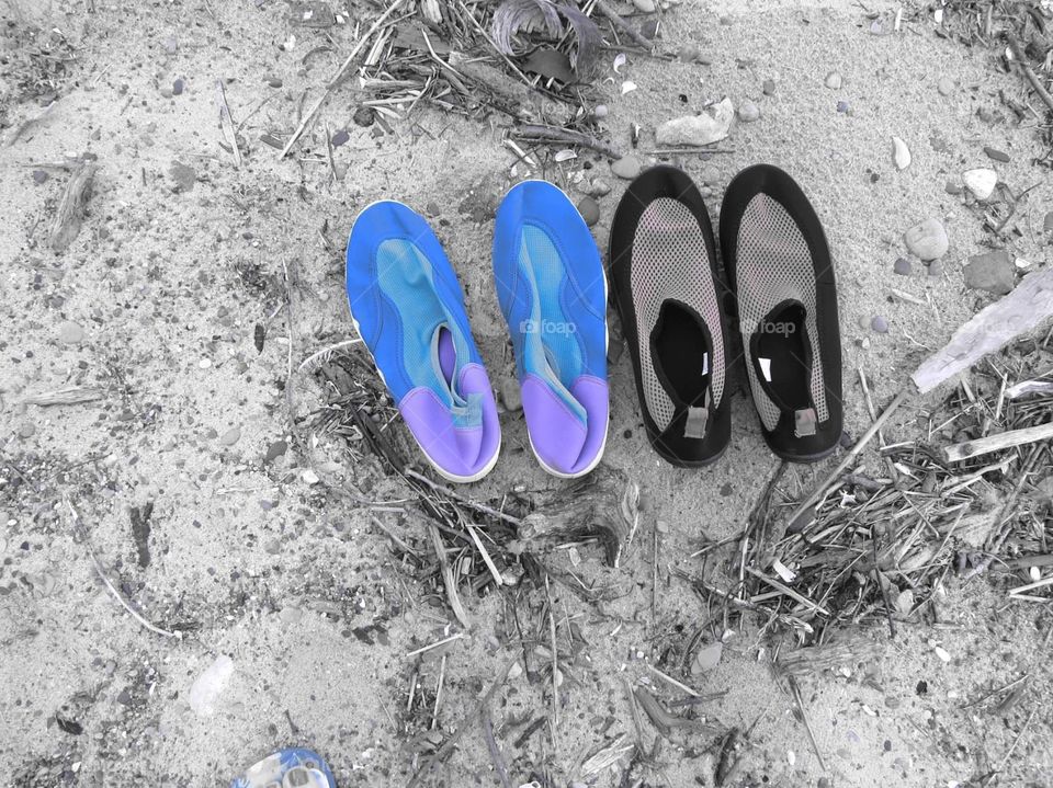 Blue Beach Shoes. Using the same technique, I highlighted only the blue in this photo.