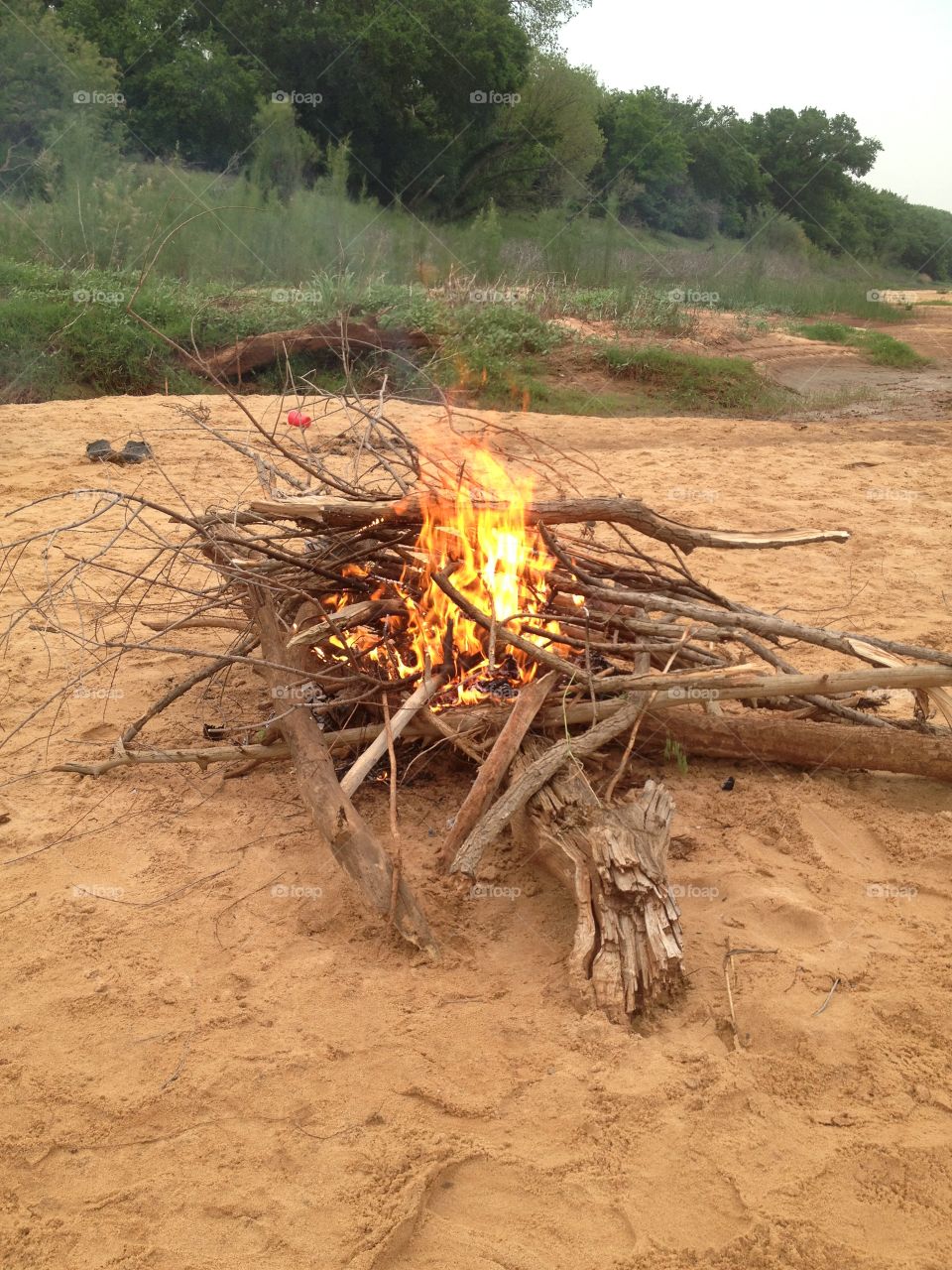 Bonfire. Bonfire along the Cimarron River