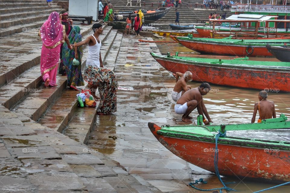 Varanasi india, aasi ghat, holy ganga,  travel photography