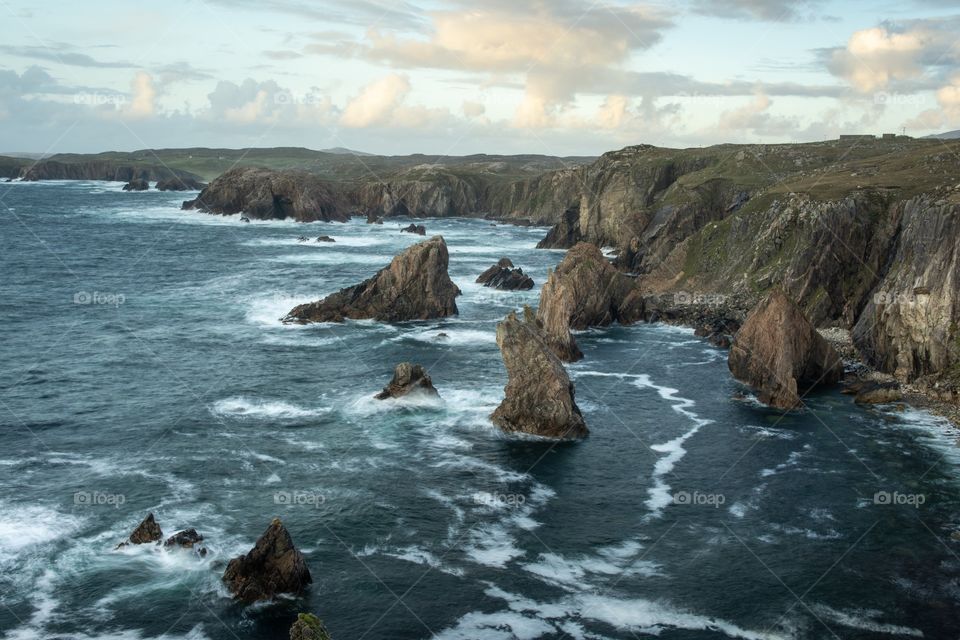 The evening light on the Mangersta Sea Stacks on the Isle of Lewis just before the rain starts!!
