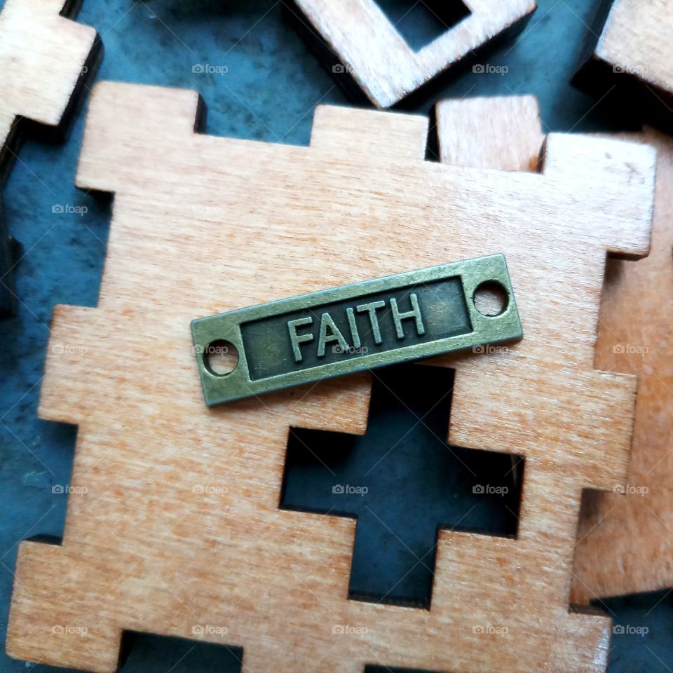 FAITH - the word of faith on the wooden cube puzzle