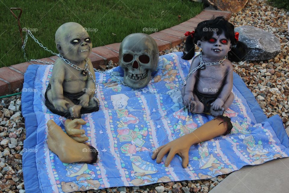 Zombie babies on a blanket 