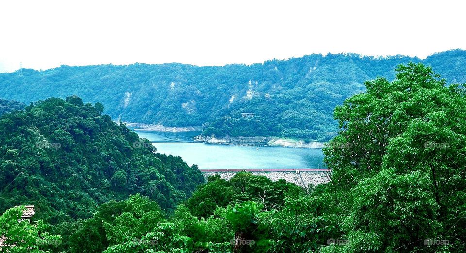 A distant view of Liyu Lake, Nantou, Taiwan