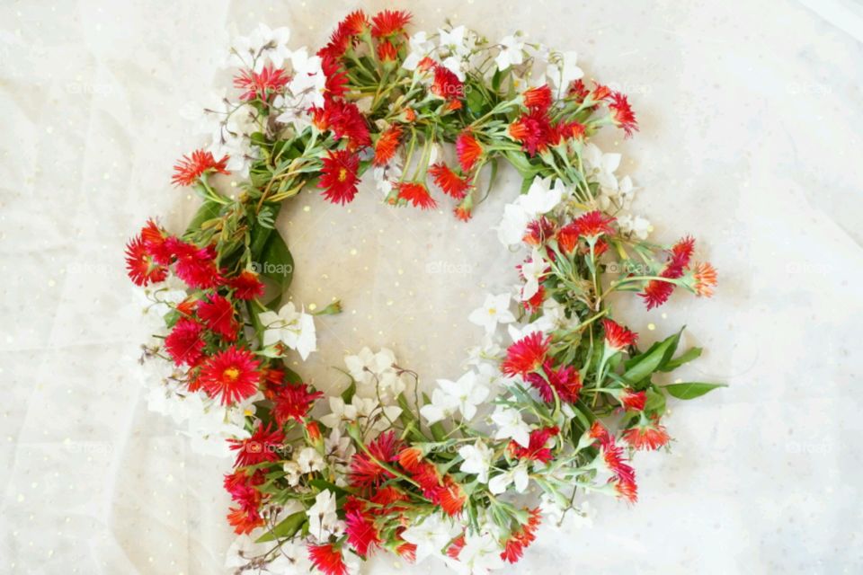 Flowers crown - Red & white