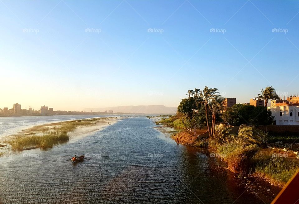 Nature - Countryside - Rural - Boat - Palm Trees - Nile - Sea - Islands - Blue Sky