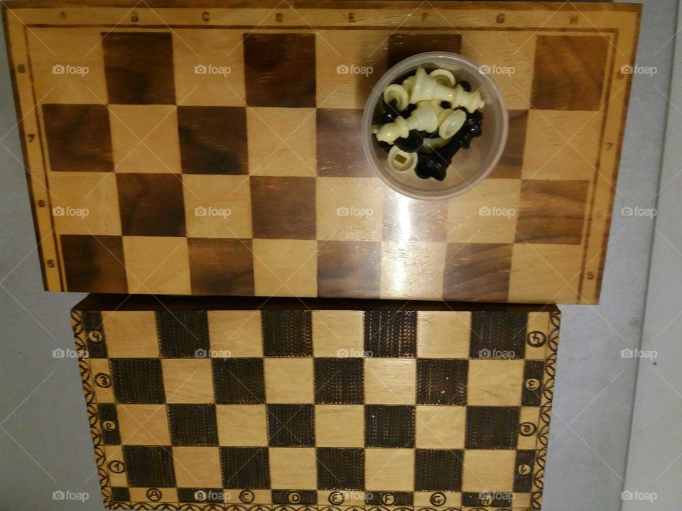 two old
 chess boards