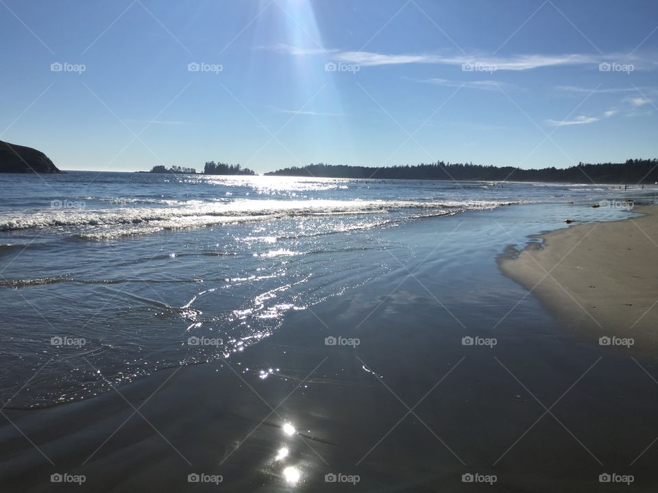 Sun ray on a beach