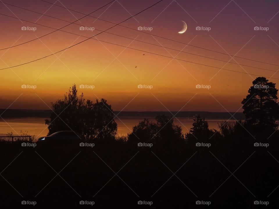 Sunset, outdoors, moonlight , shadow and light 