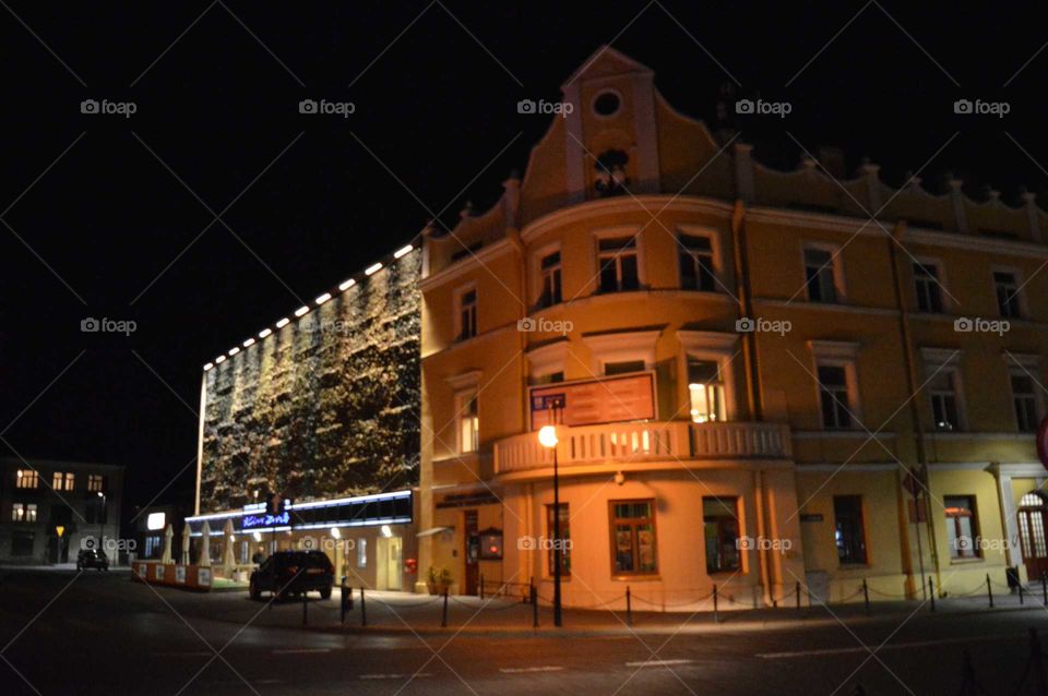 Polish city at night