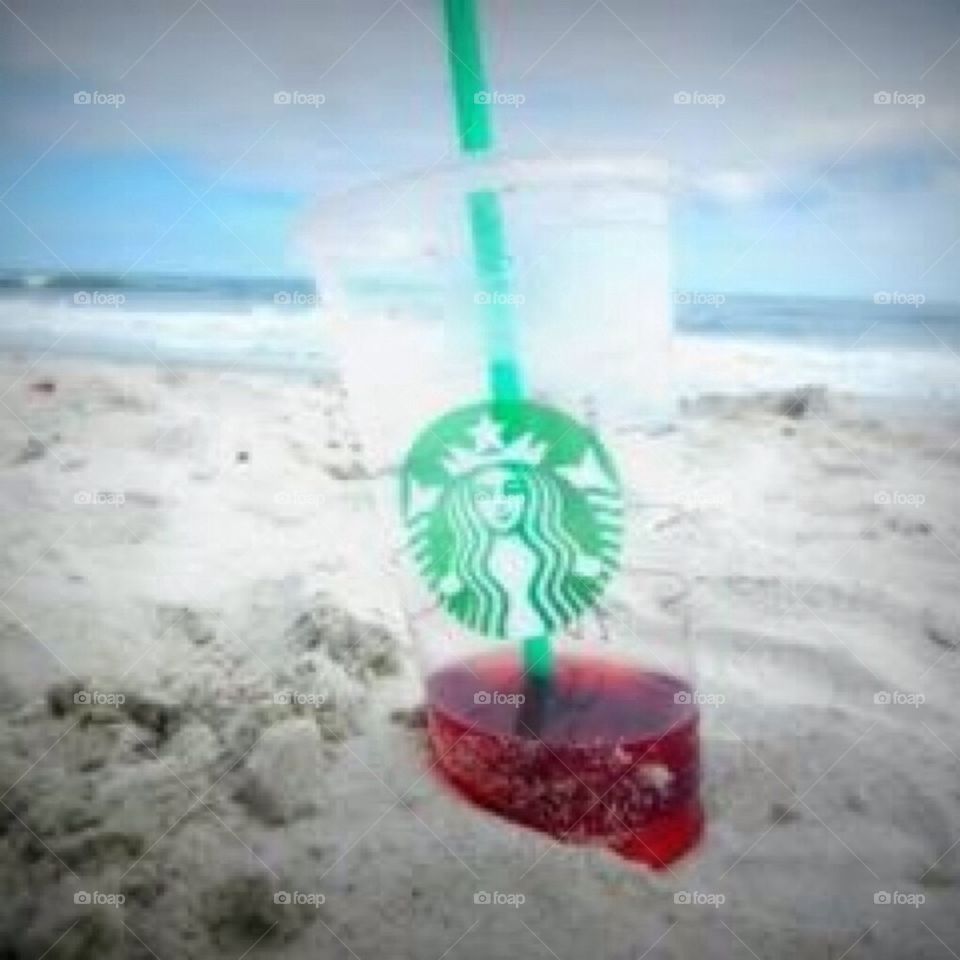 Starbucks and sand