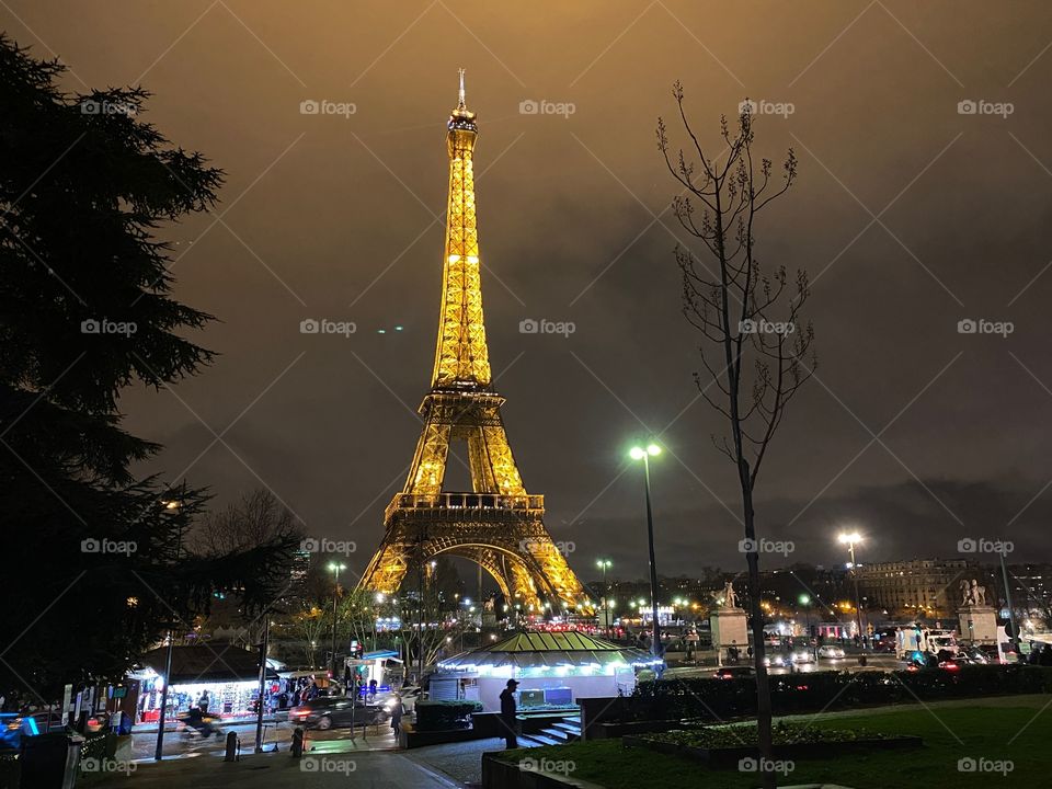 Eiffel Tower all lit up 