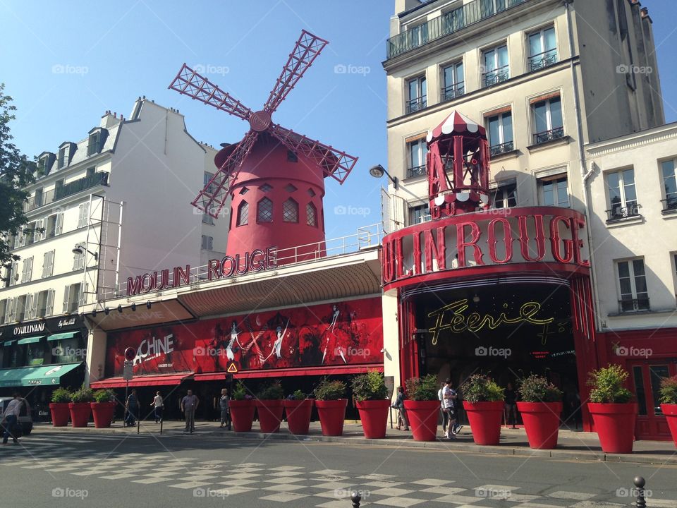 The infamous cabaret Moulin Rouge in Paris on boulevard de clichy. 
