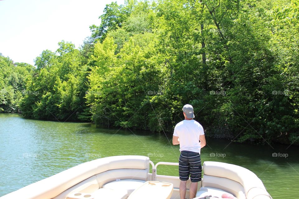 Fishing on a lake 