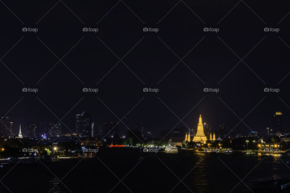 river, city, religion, temple, cityscape, buddhism, bangkok, background, wat, arun