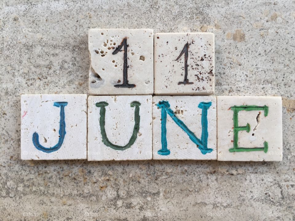 11th June,calendar date on carved travertine pieces