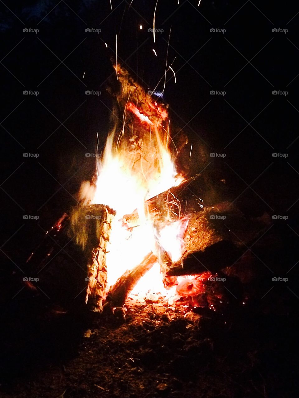 Burning campfire 