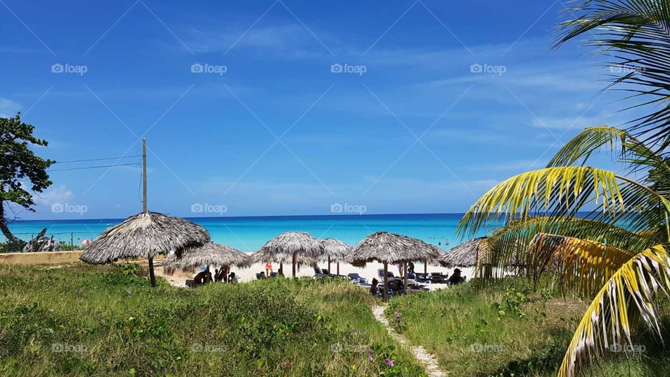 The nice beach at Varadero in Cuba. Sun and blue ocean