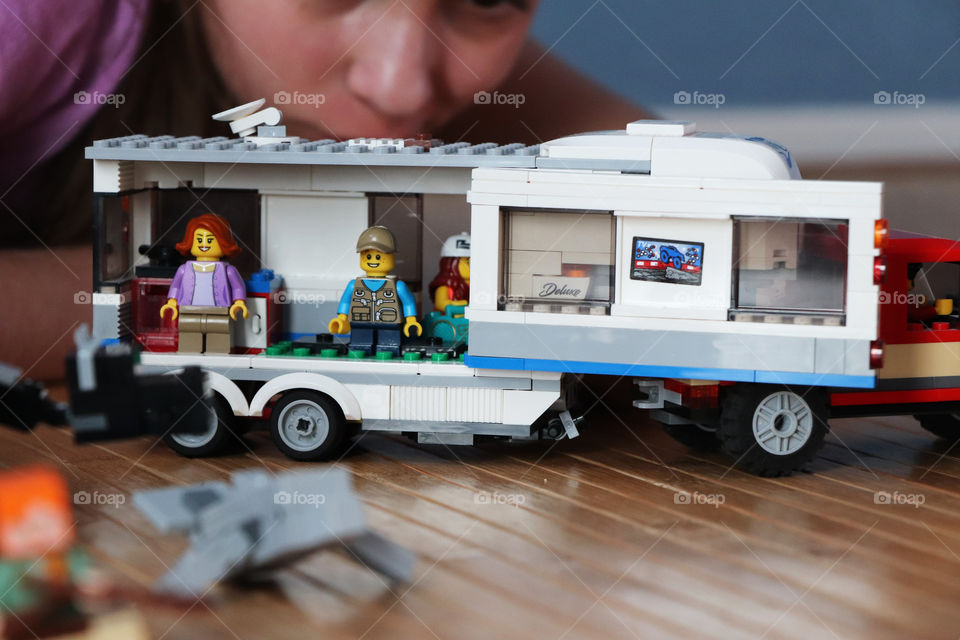 Child playing Lego blocks