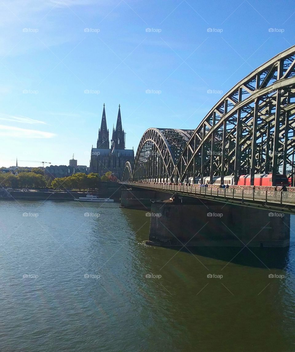 Köln, Cologne, Germany, Rhine river, Kölner Dom, Deutzer Brücke