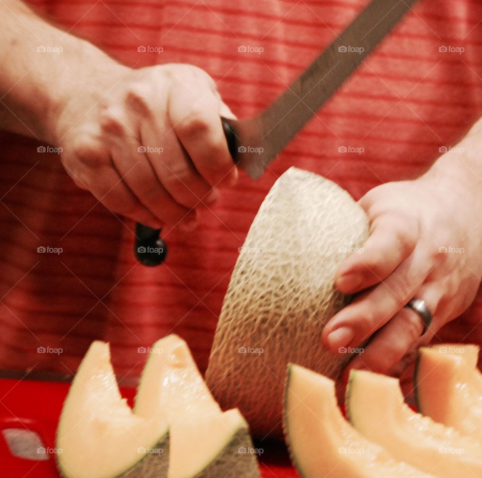 Fruit being cut