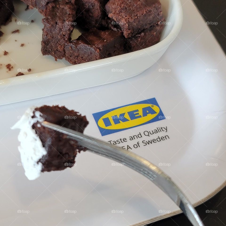 ikea restaurant's Chocolate brownie with whipped cream