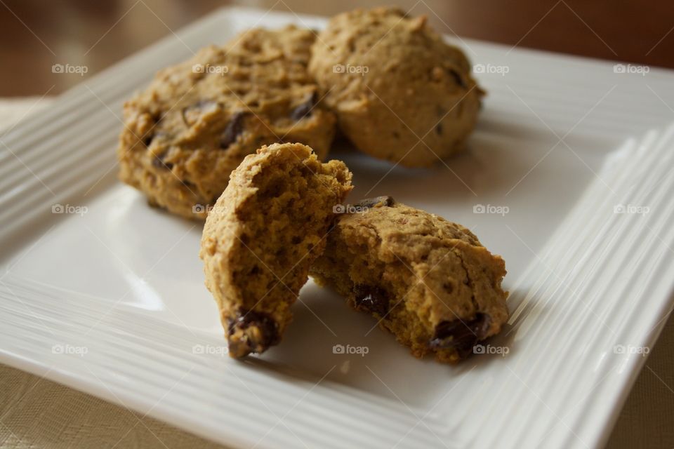 Fresh baked cookies on a white plate