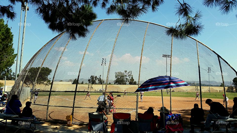 Beautiful day for a game! . Enjoying a softball game on a beautiful Spring morning. 