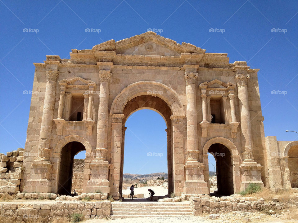 Door in Jerash ruins in Jordan