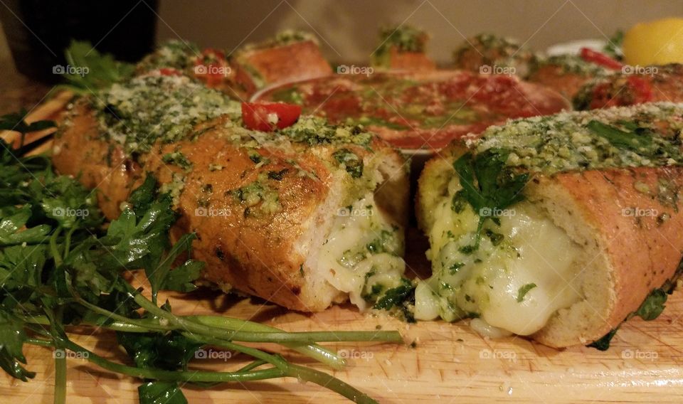 Chicken Parmesan garlic bread.