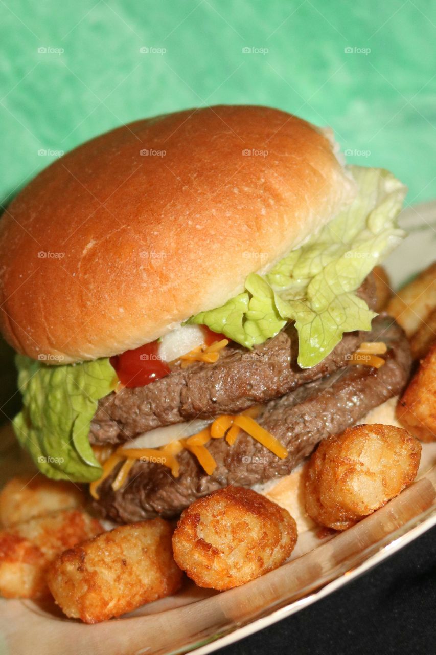 Homemade Double Cheeseburger