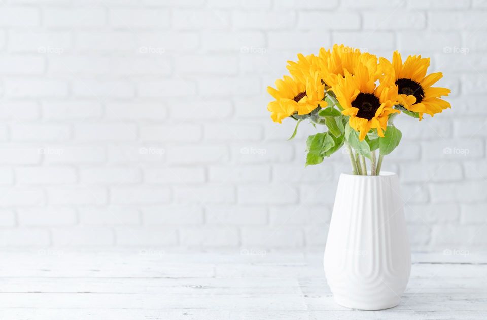 beautiful yellow flowers in the vase