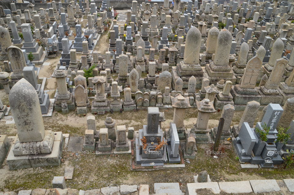 Japanese Graveyard At Onomichi City Japan