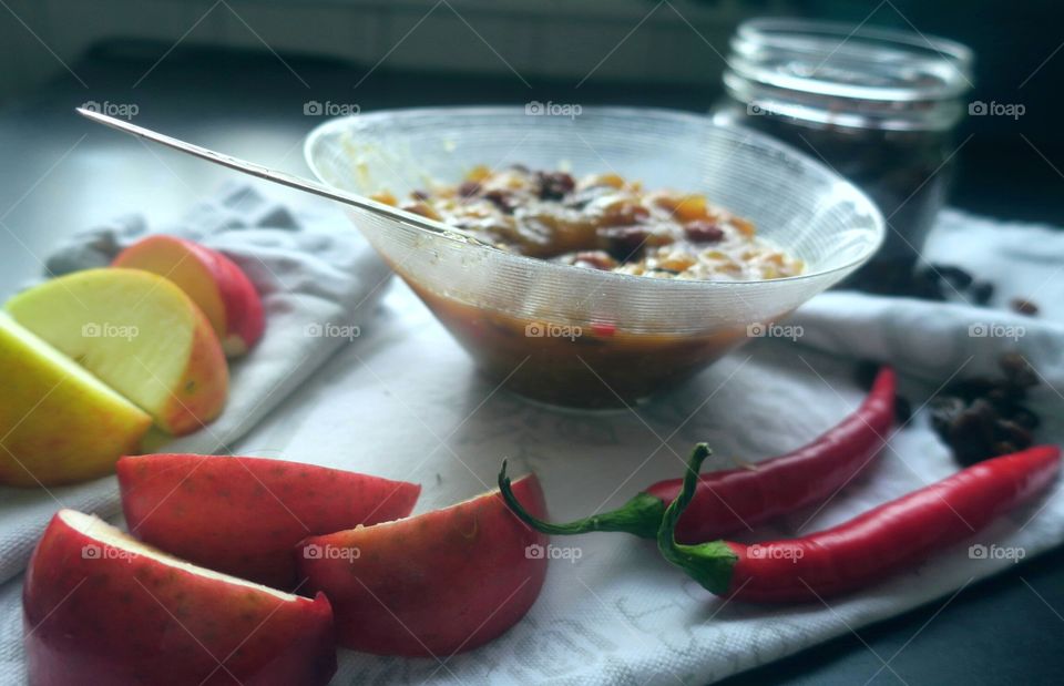 Homemade applechutney with chili