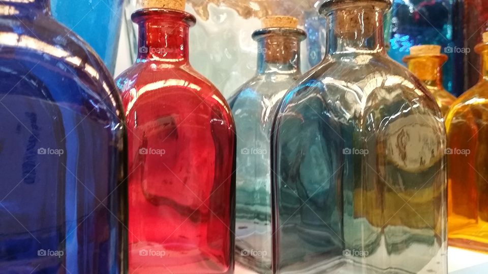 Colourful glass bottles 2