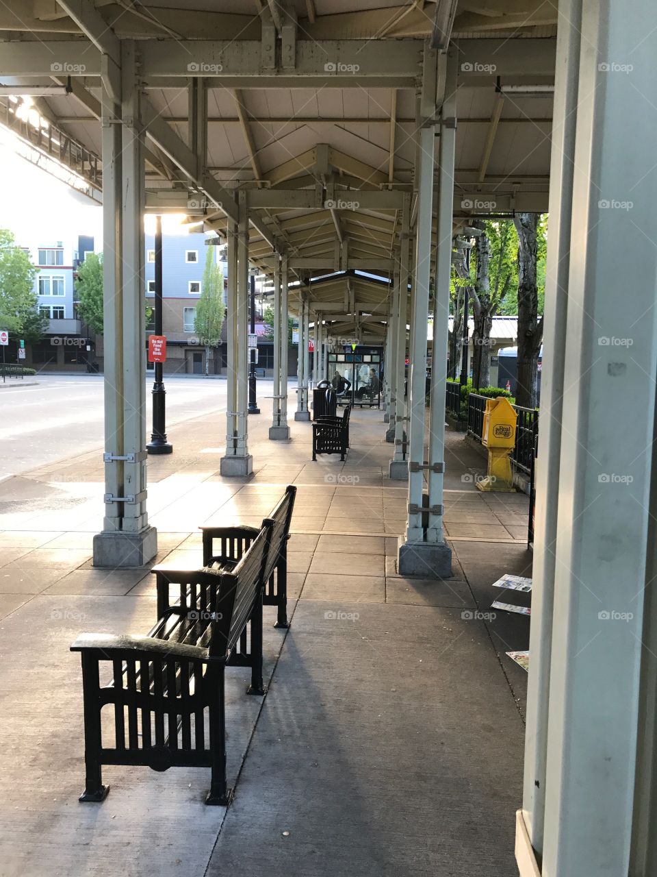 Renton transit center. A bus station.