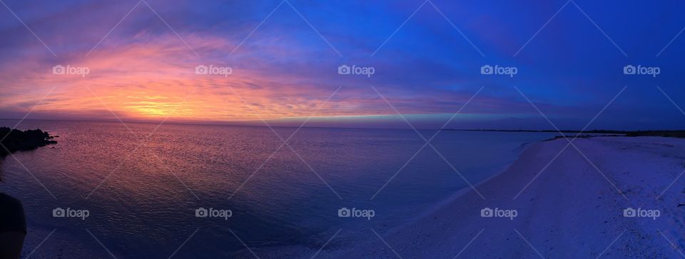 Beautiful purple and blue sunset on the south west Florida Coast
