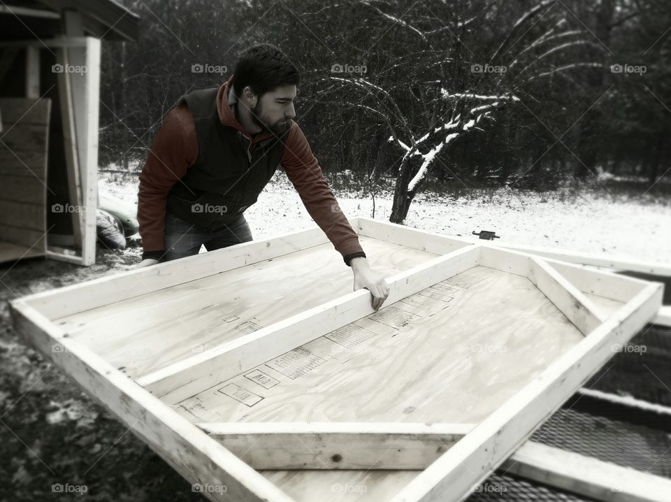 building doors for the shed before snow gets too deep
