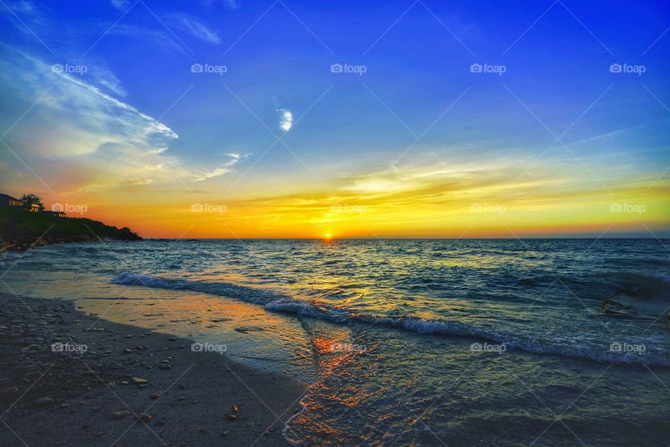 vibrant sunset at the lake