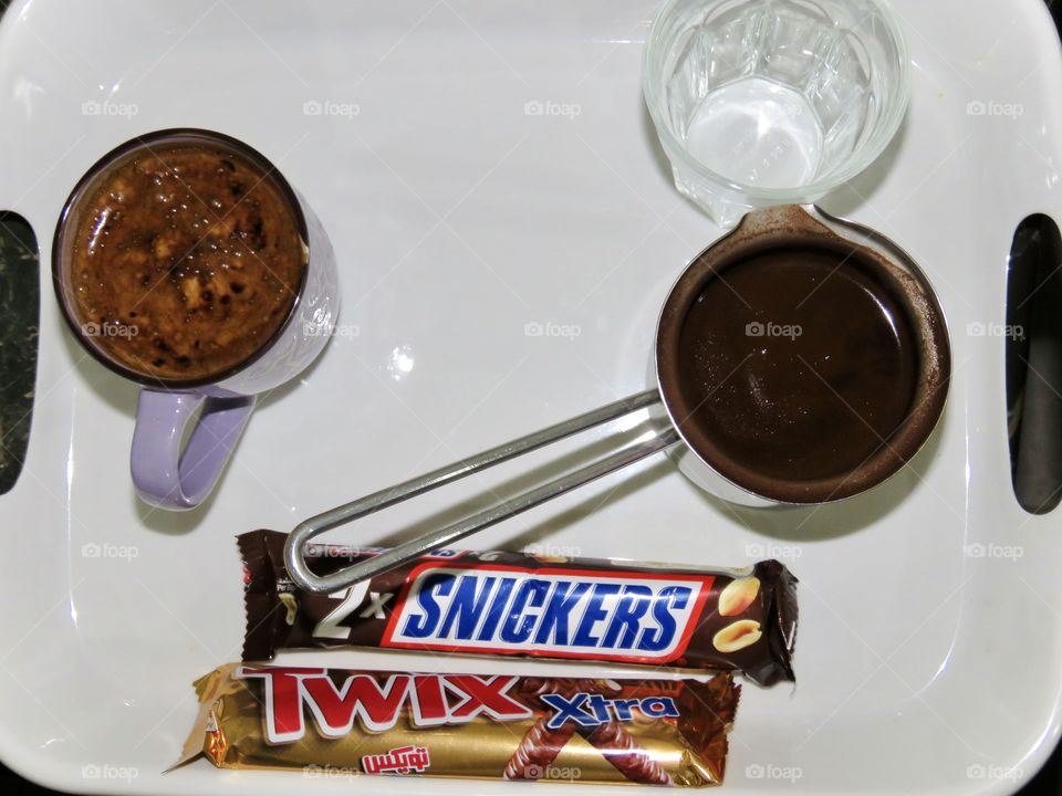 Delicious coffee with international chocolates