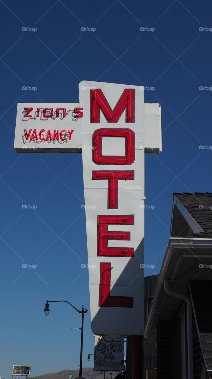 Vintage Motel neon sign. Roadside route 66 motel sign
