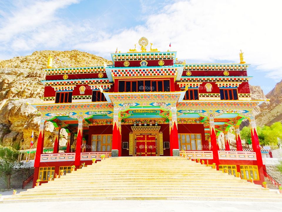 Sakya Tangyud Monestry (Gompha) at Spiti Valley, Himachal Pradesh. One of the highest monestries at an altitude of 14,480 ft overlooking the town of Kaza