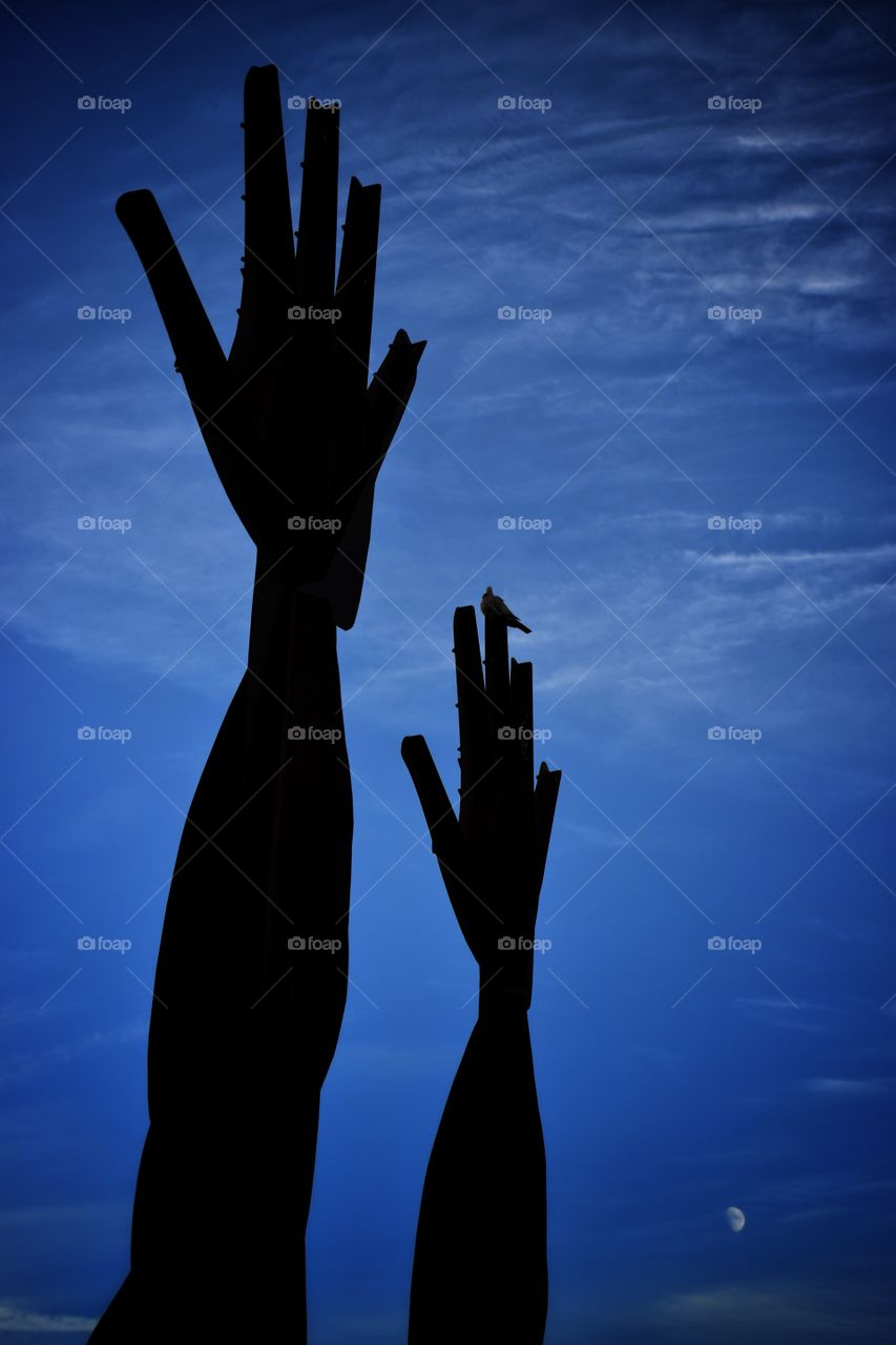 Two hands in the clouds