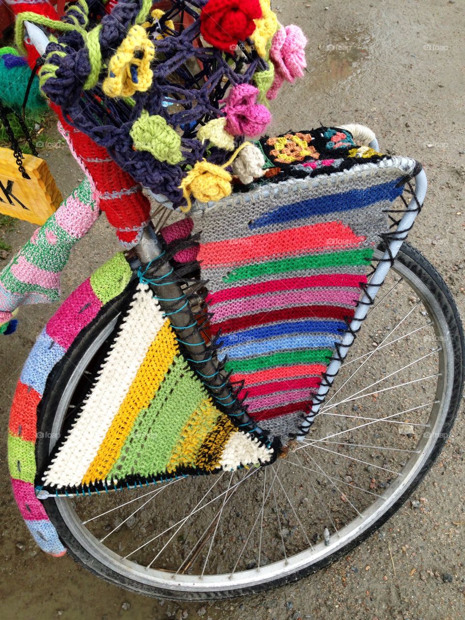 Knitted bike. A bike with handicraft