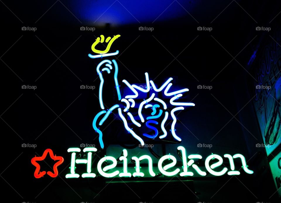 Neon Heineken beer sign.