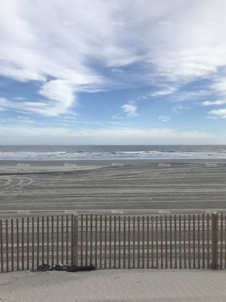 Atlantic City, NJ beach view from boardwalk in October