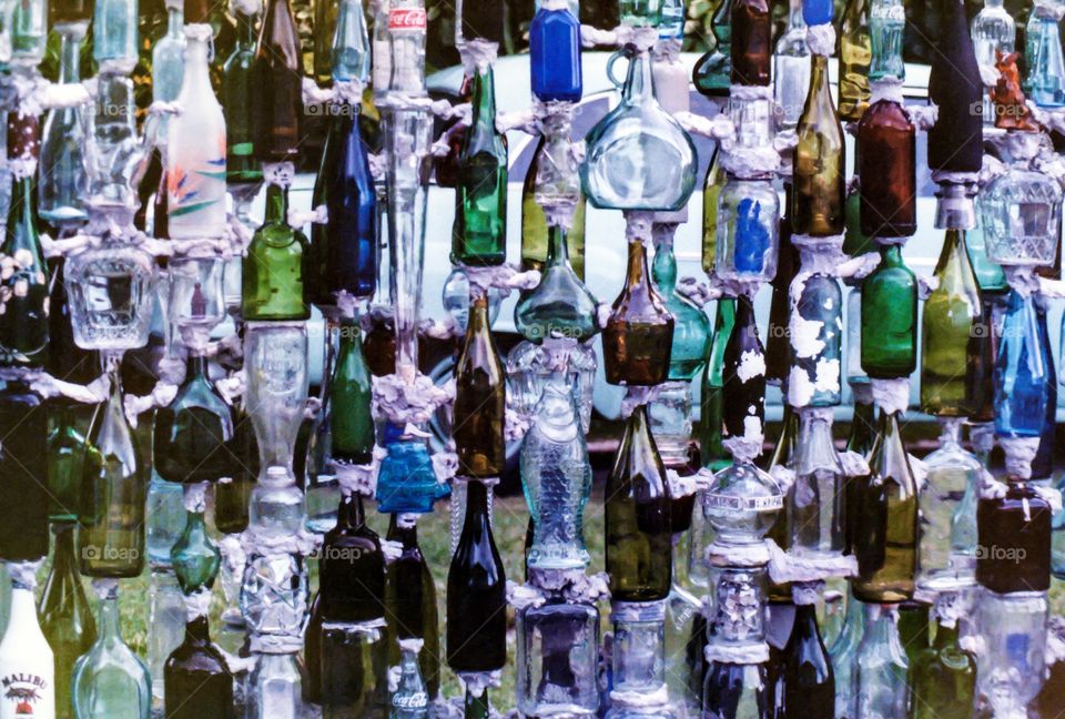 Glass bottle wall. Glass bottle wall