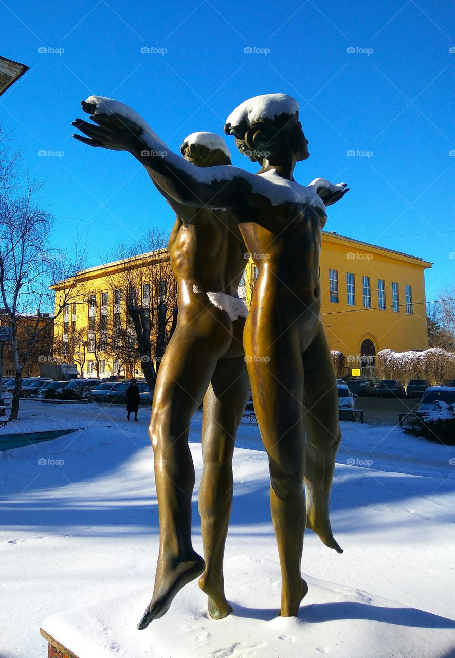 Sculpture and snow