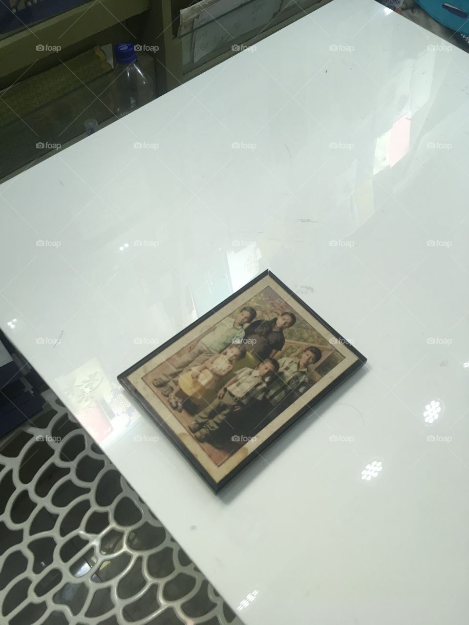 frame on a white table