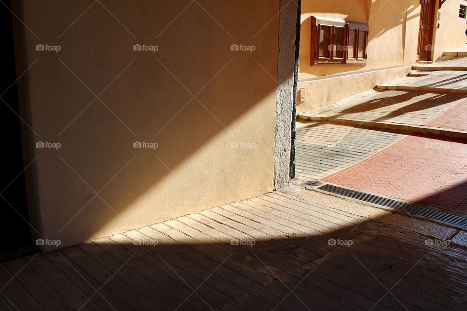 Sunlight falling through an alleyway/alley